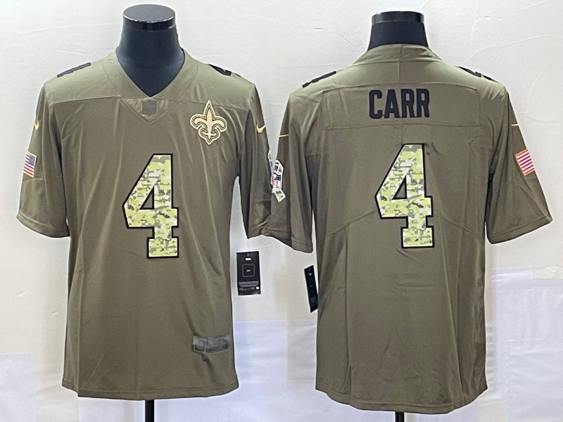 Men's New Orleans Saints Derek Carr #4 Brown Jersey
